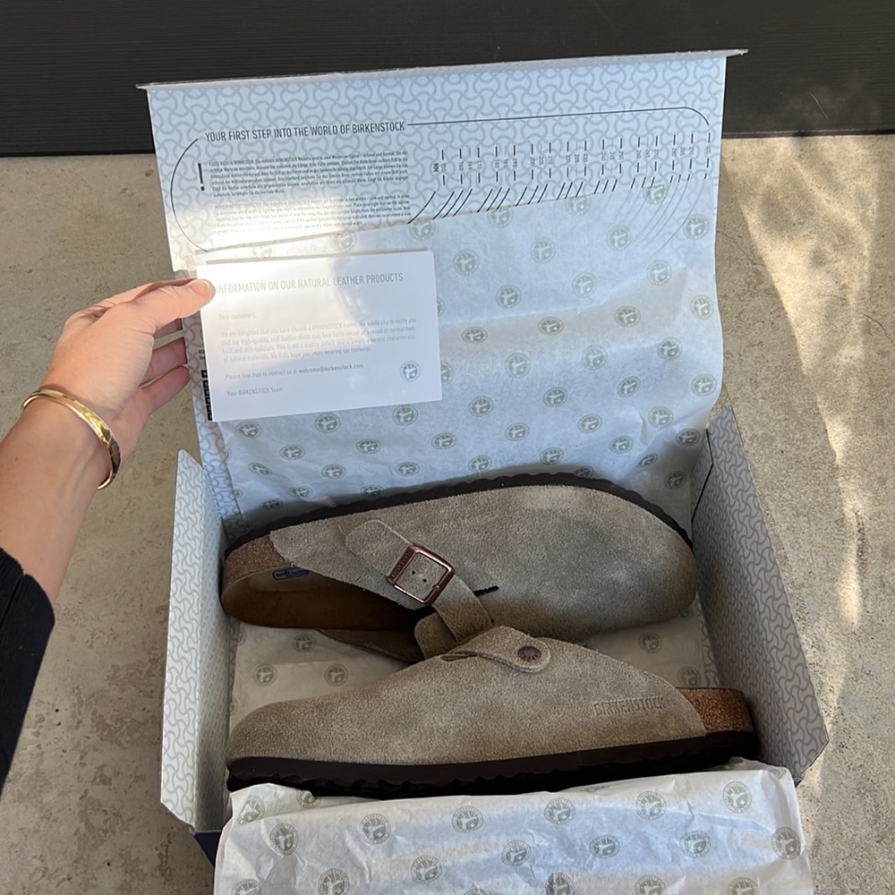 Birkenstock Boston BS Taupe Suede in Size 44 US Men 11